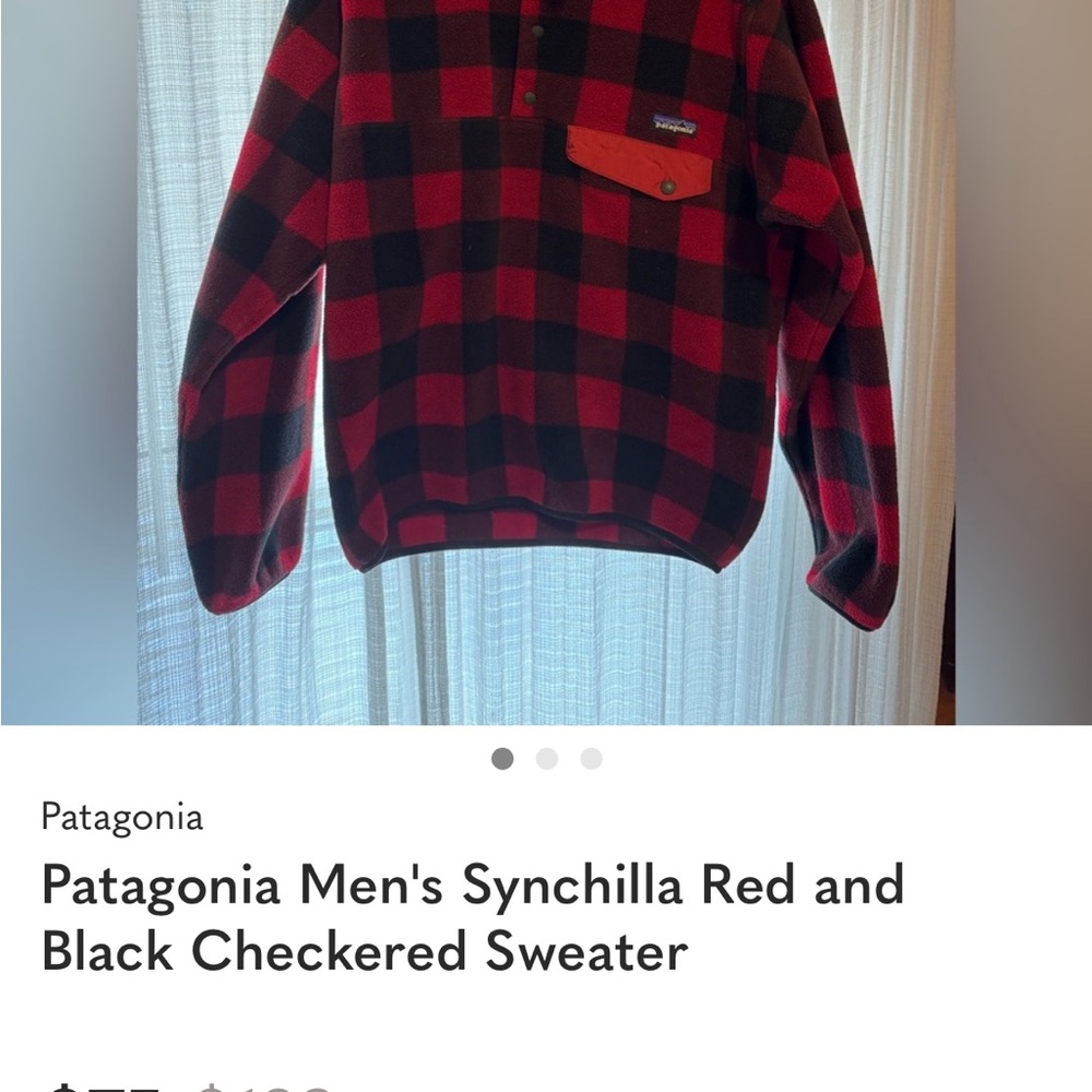 Patagonia Red and Black Checkered Fleece Pullover